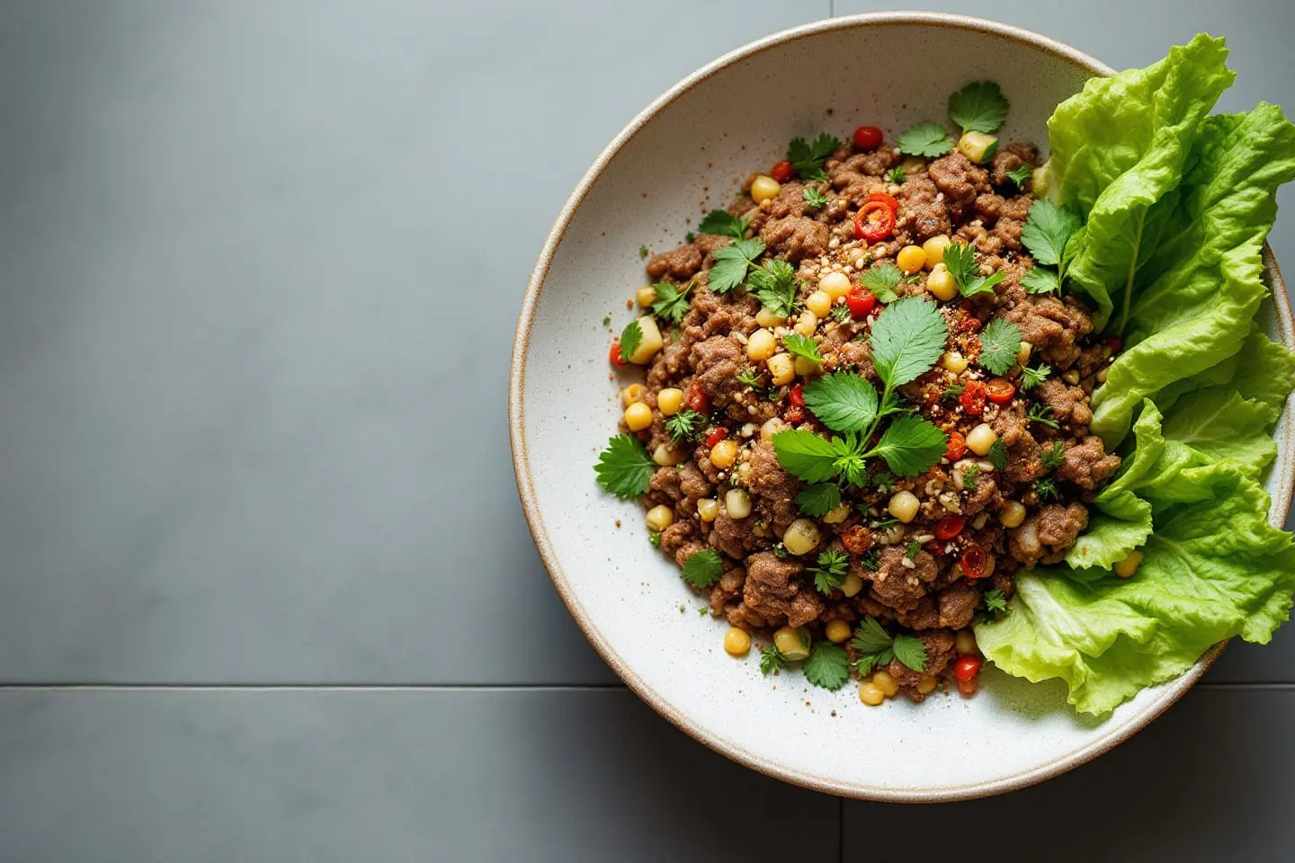 Thailändischer Hacksalat mit Kräutern und Limette