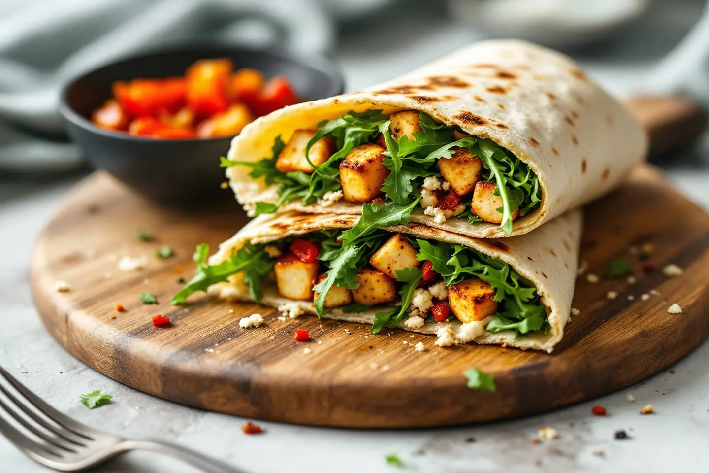 Wrap mit gebratenem Halloumi und Salat